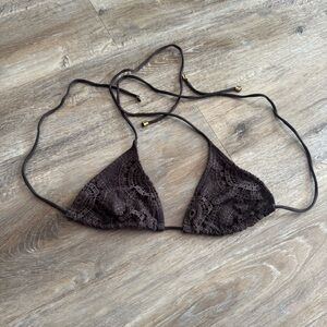 ANDRES SARDA Women's Size 34 Sunset Brown Crochet Bikini Top Swim Vacation Tie